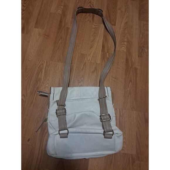 Simply Noelle Backpack Womens Beige Large Purse Bag Pockets Top Flap Snaps Zip - Picture 11 of 16